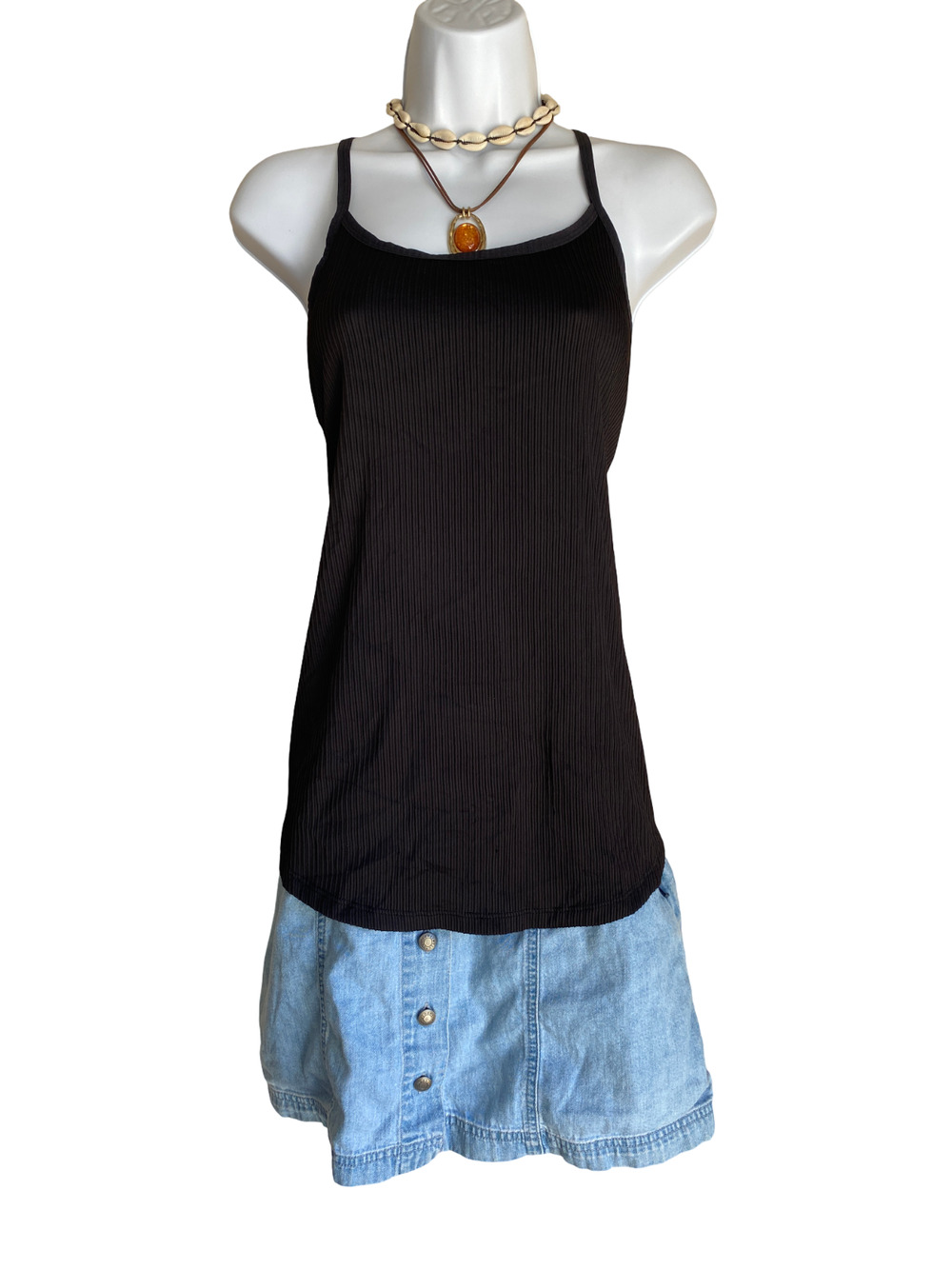 VTG Tek Gear Plus 2X Tunic T Back Halter Top Stretchy Goth Emo Grunge Blouse